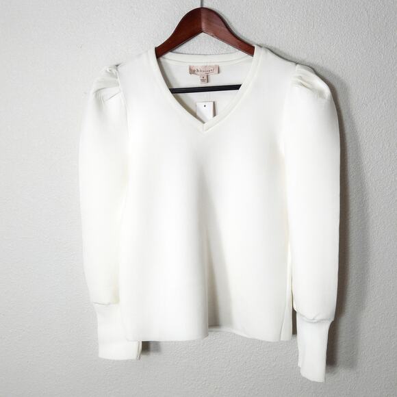 Philosophy Tops - NEW Philosophy Women’s Top Small Modern Minimal Femme Puff Sleeve Neutral Soft